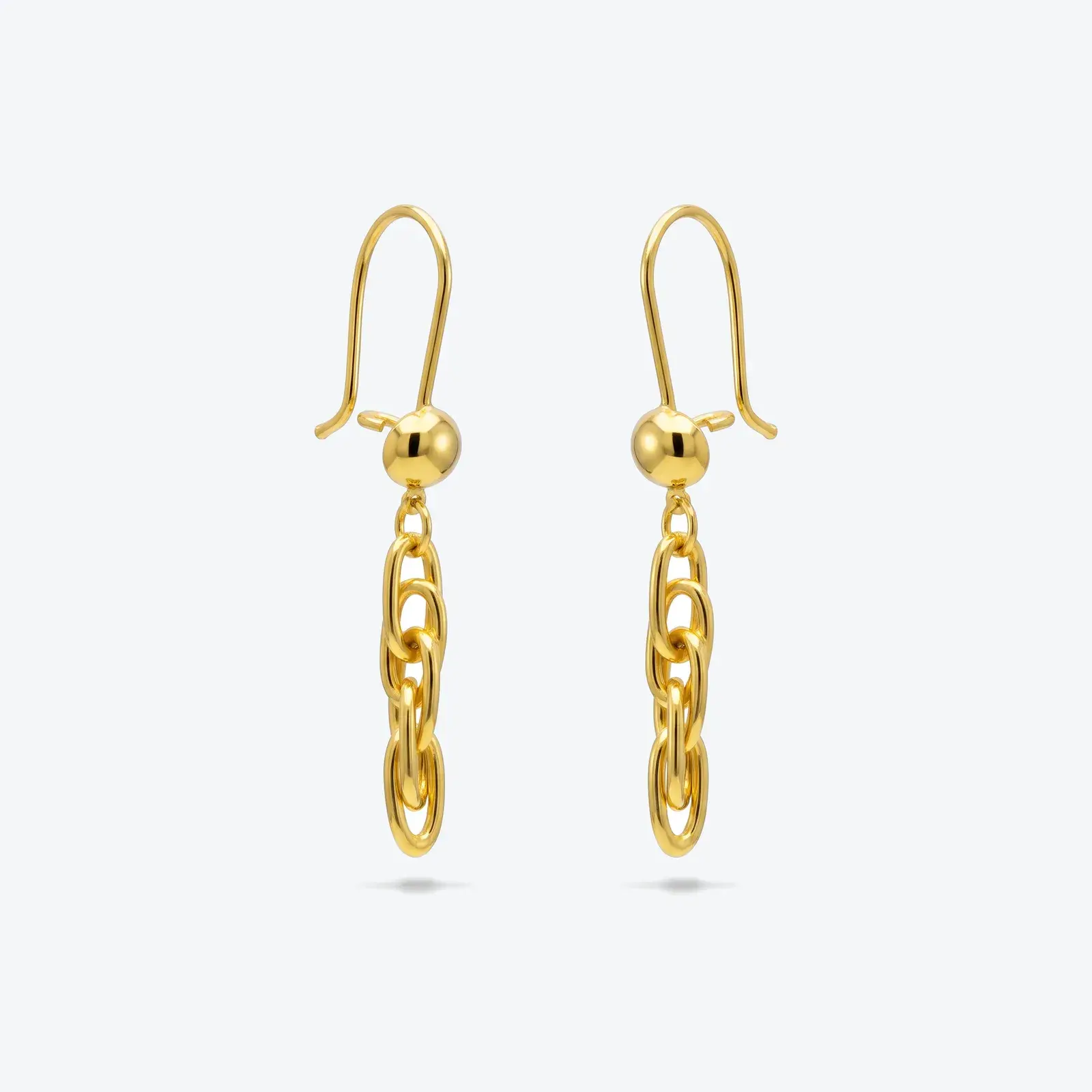 Polished Five Oval Link Drop Earrings