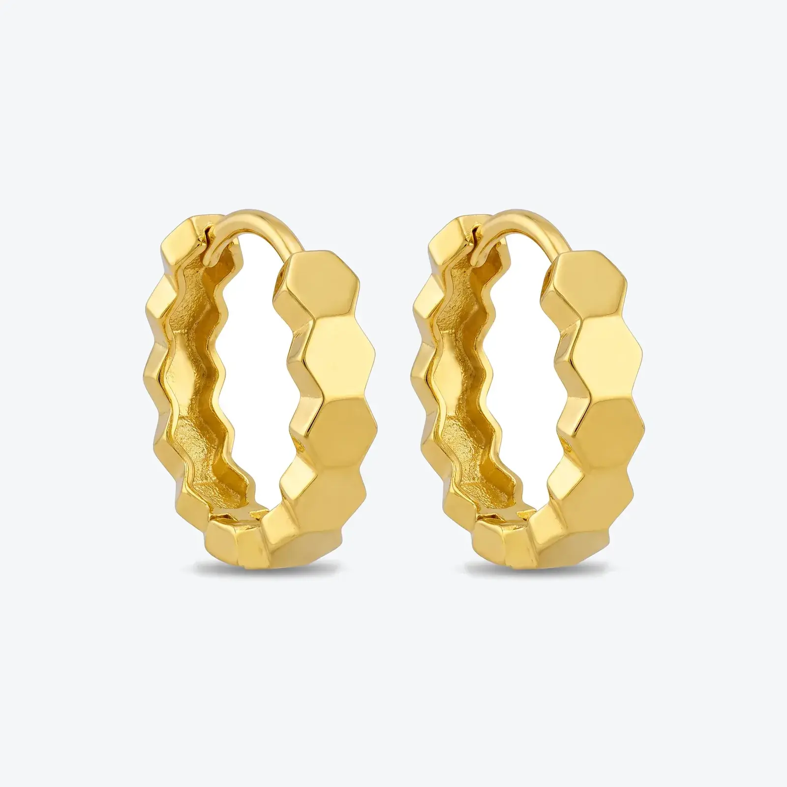 Polished Hexagon Hoop Earrings