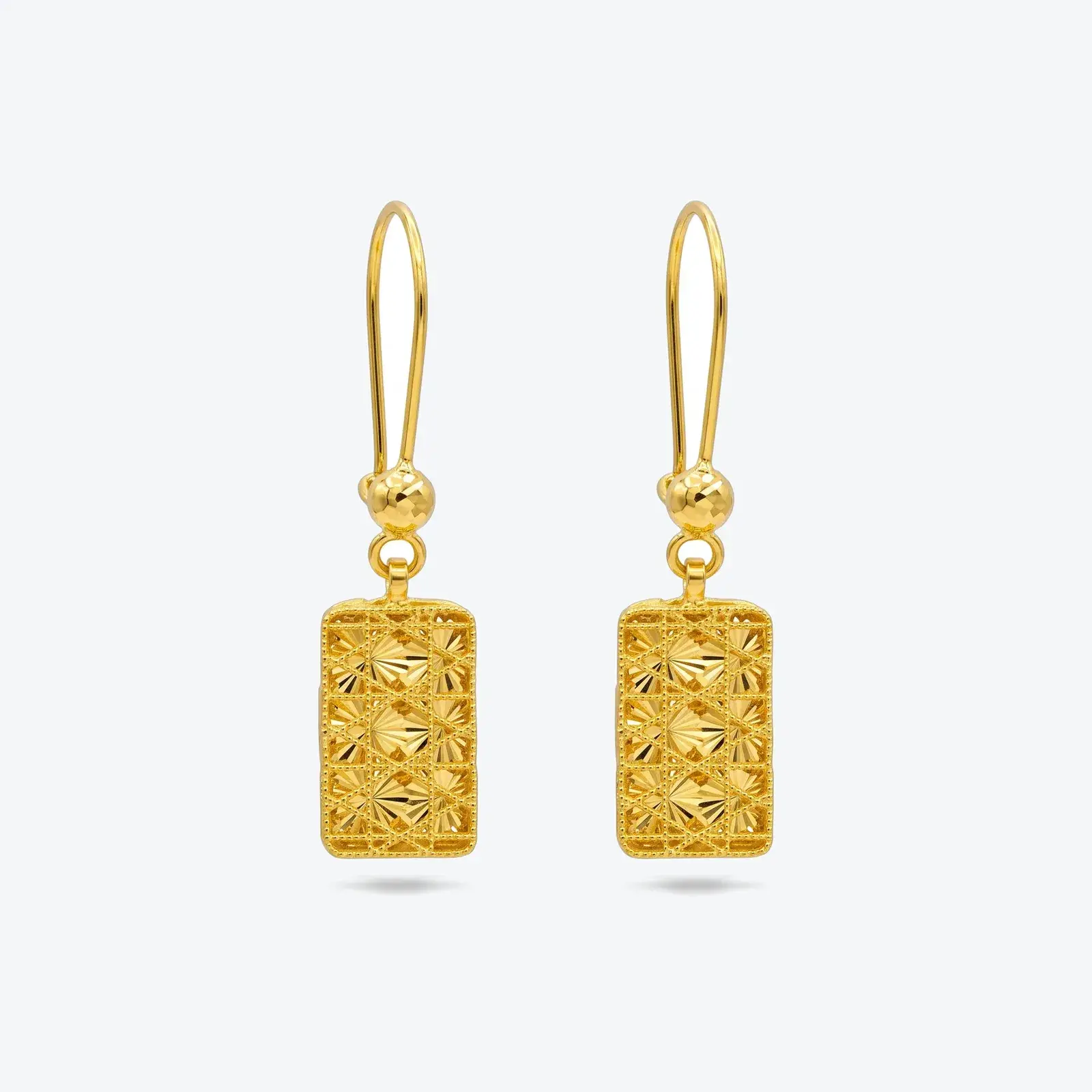 Rectangle Filigree Drop Earrings