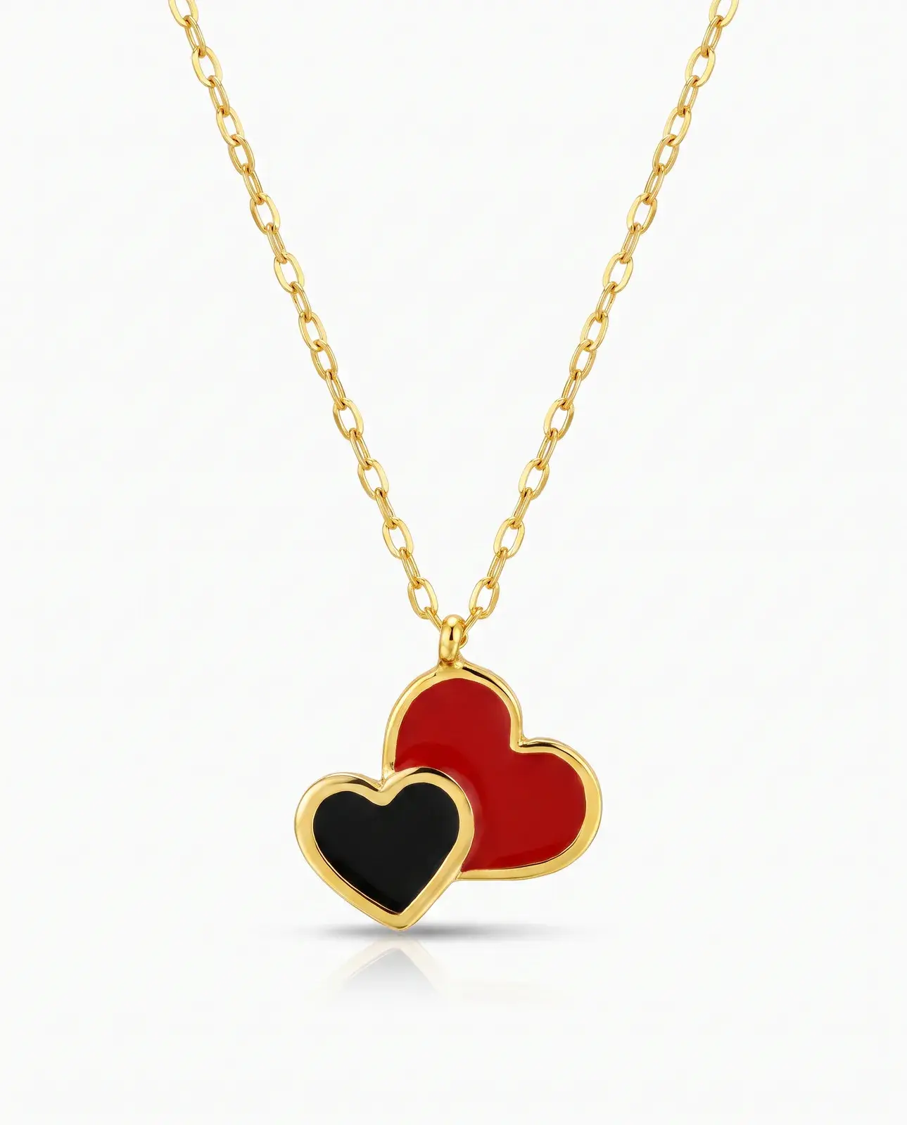 Red and Black Enamel Hearts Necklace