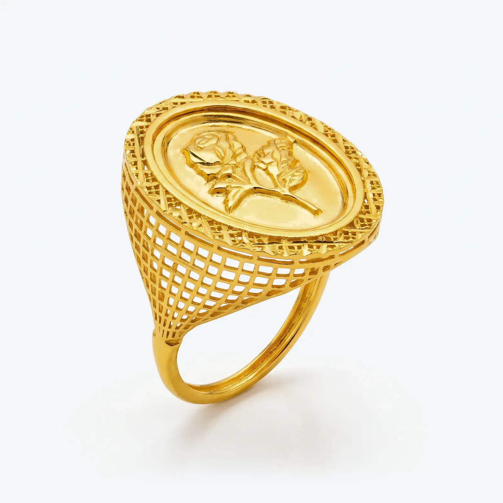 Rose Oval Mesh Ring