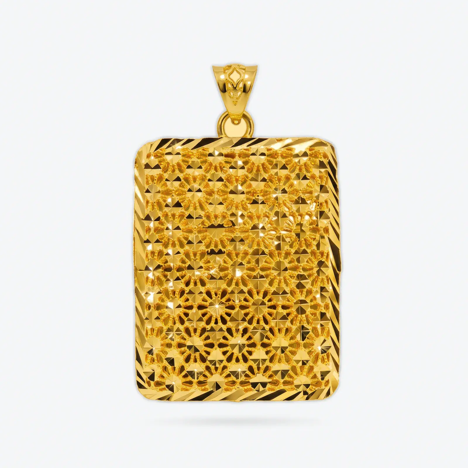 Rosette Mesh Rectangle Pendant