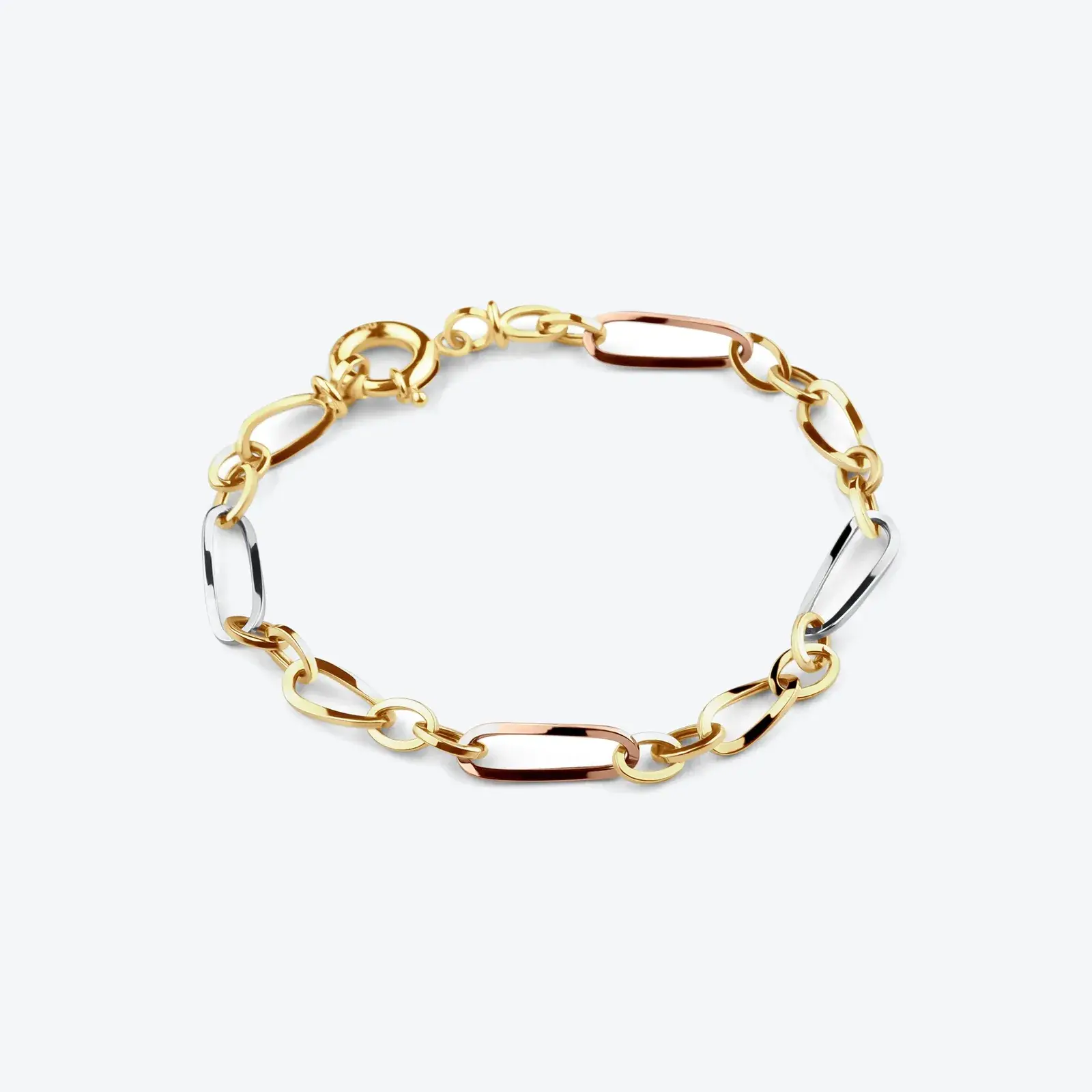 Tri-Tone Oval Link Bracelet