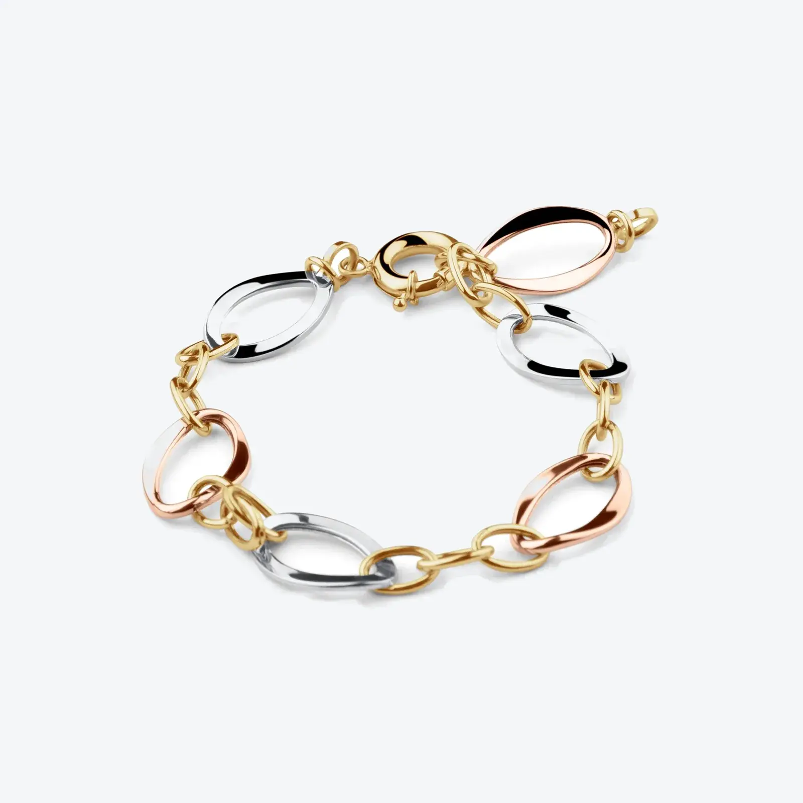 Tri-Tone Marquise Link Bracelet