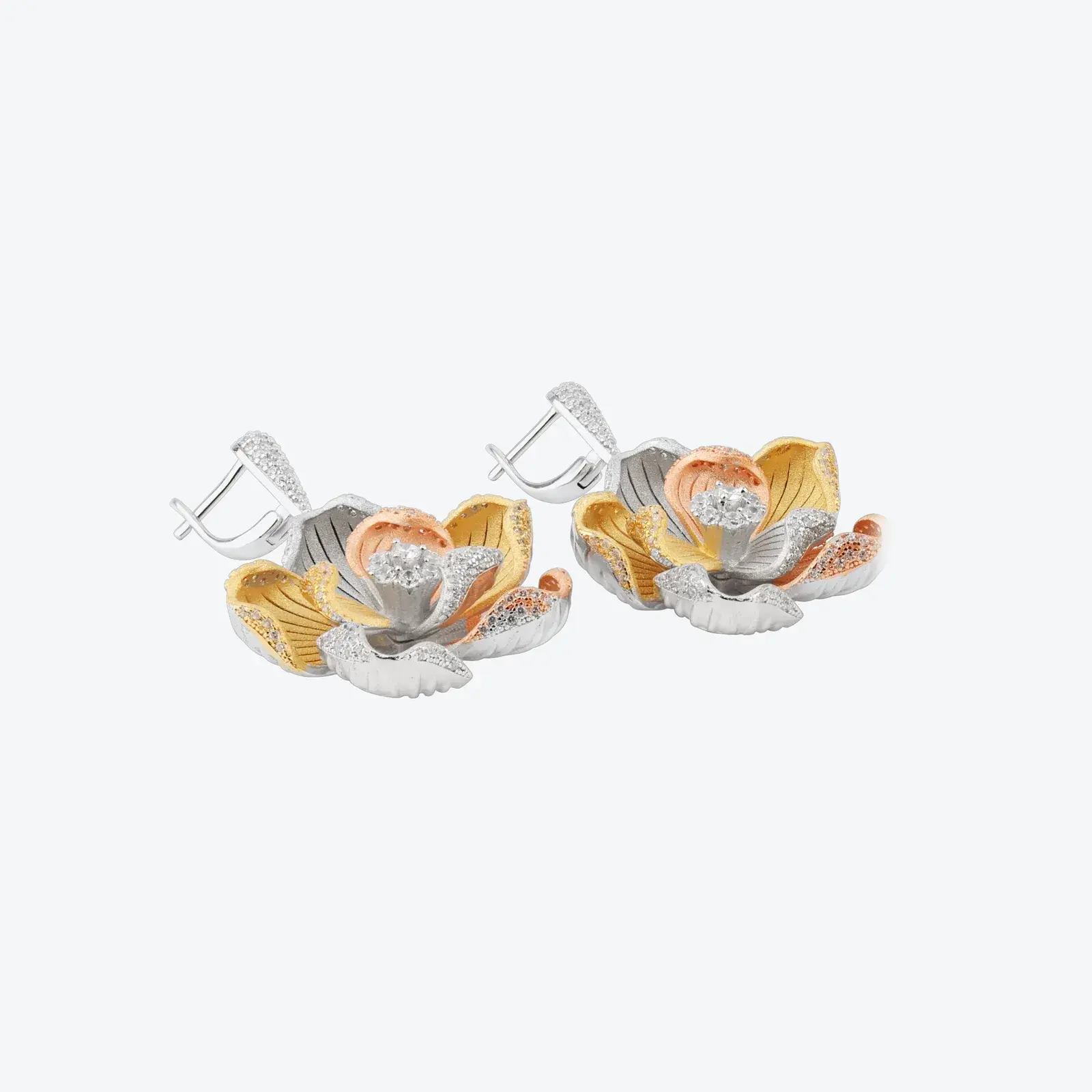 Tri-Tone Blossom Drop Earrings