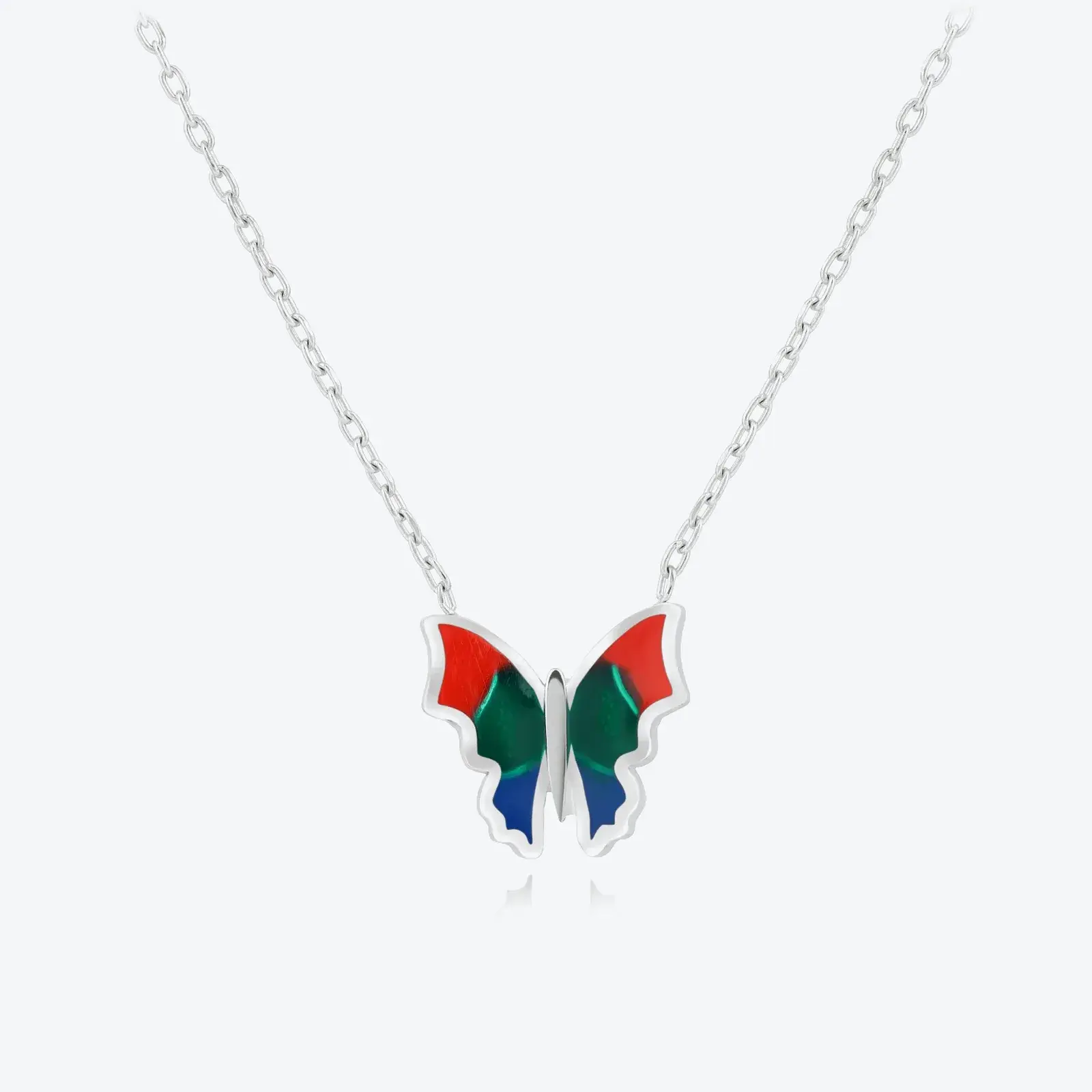 Enamel Butterfly Pendant Necklace
