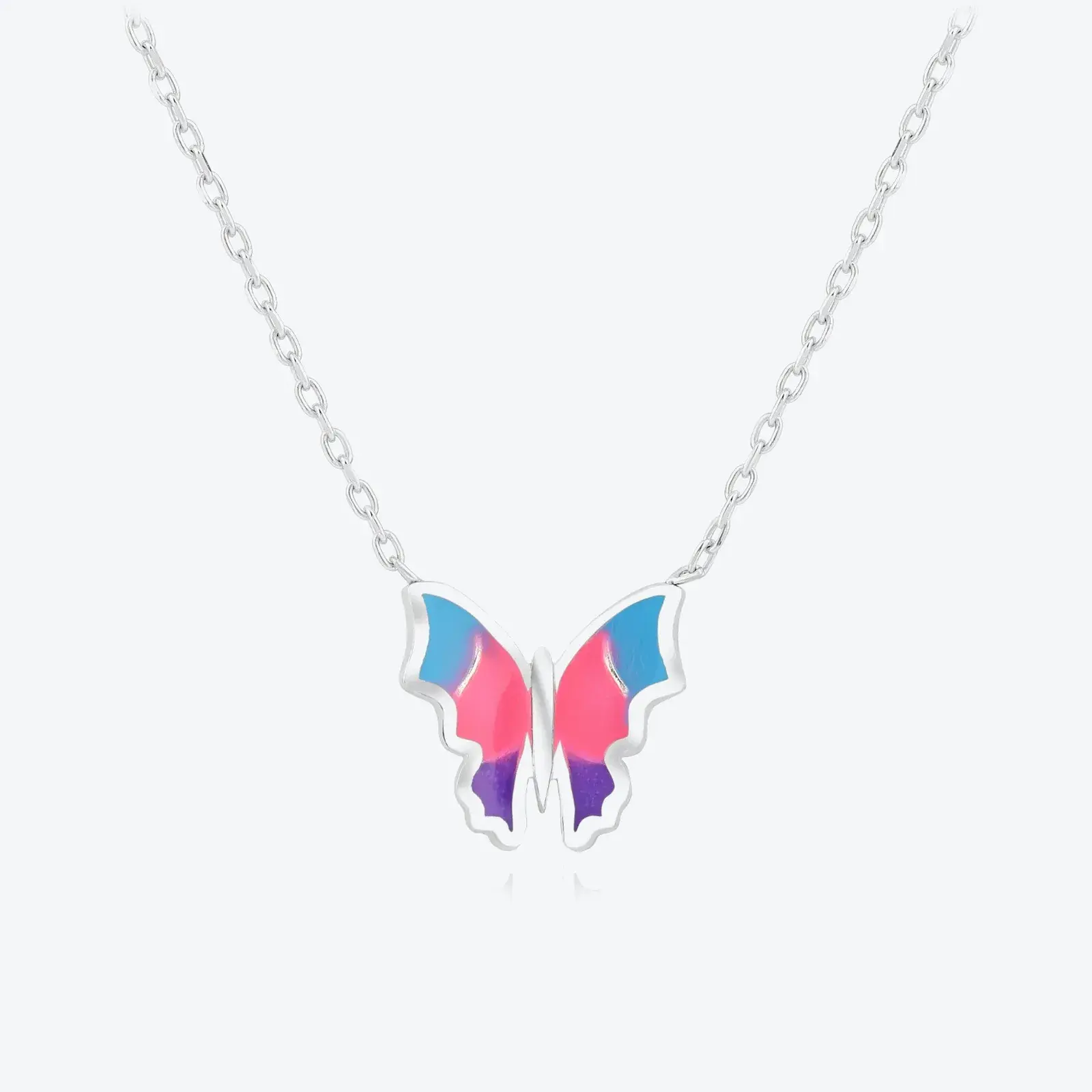 Enamel Butterfly Pendant Necklace