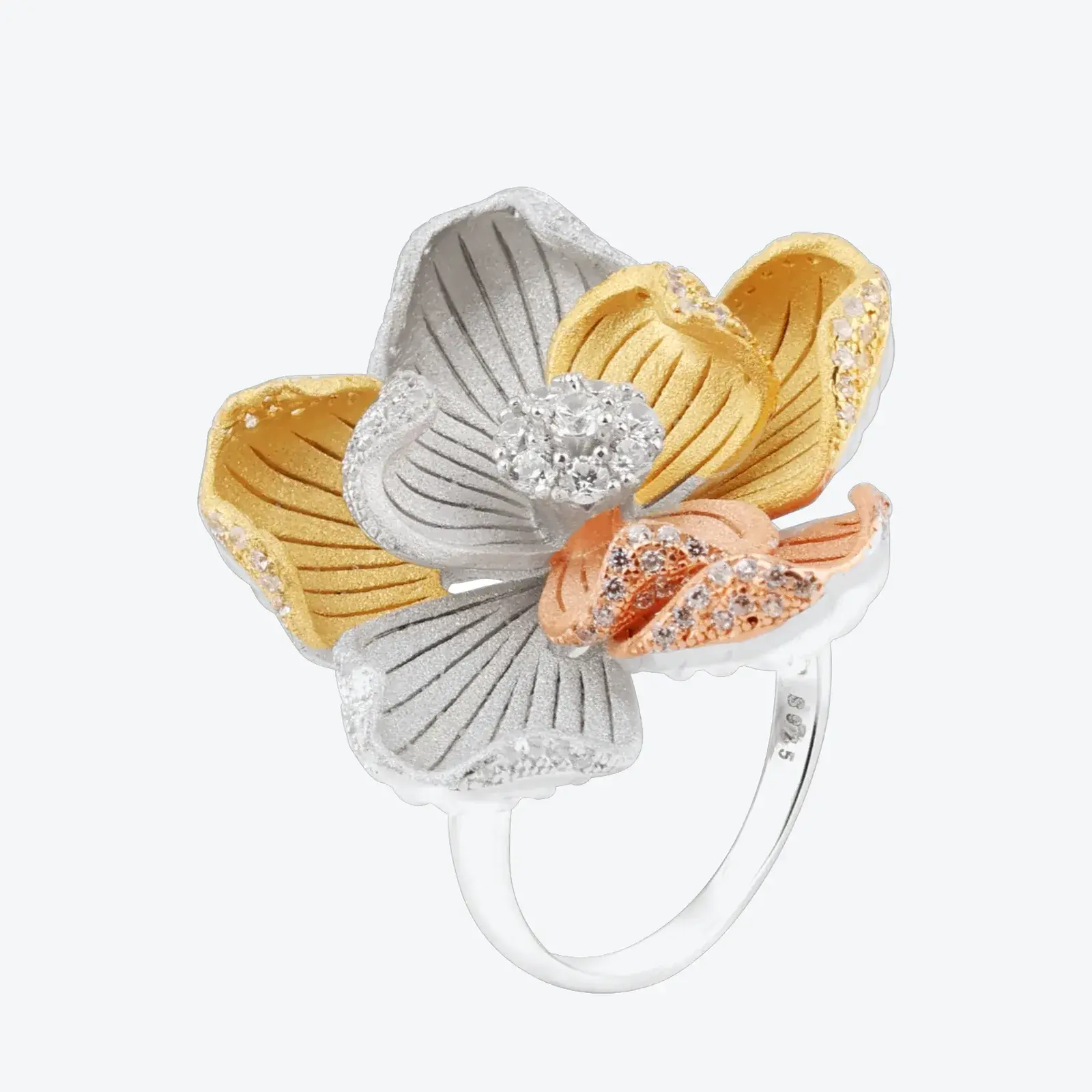 Tri-Tone Blossom Ring