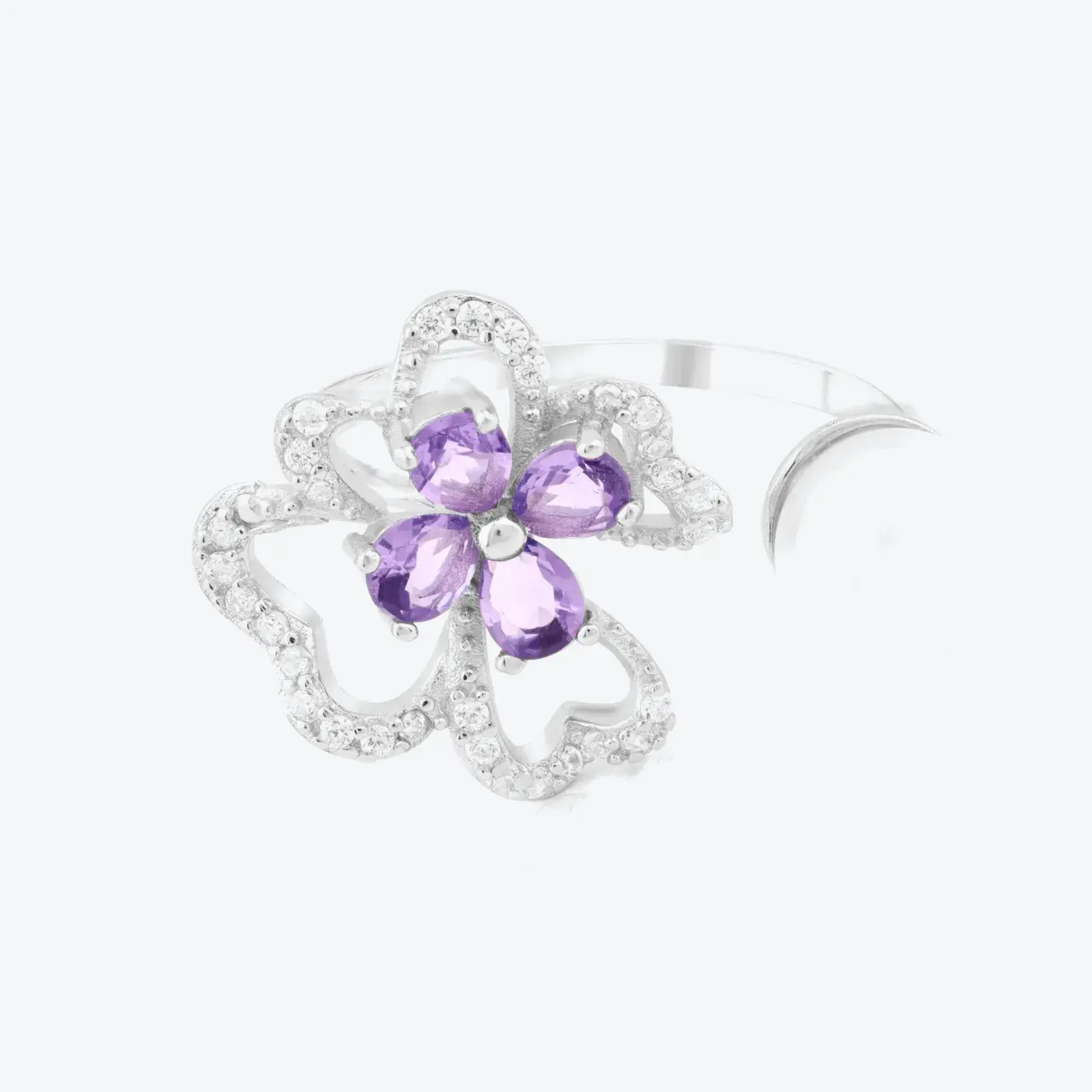 Violet Petal & Pearl Ring