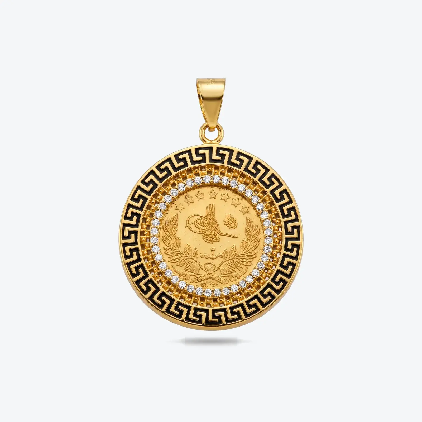 Stone-Set Framed Coin Pendant