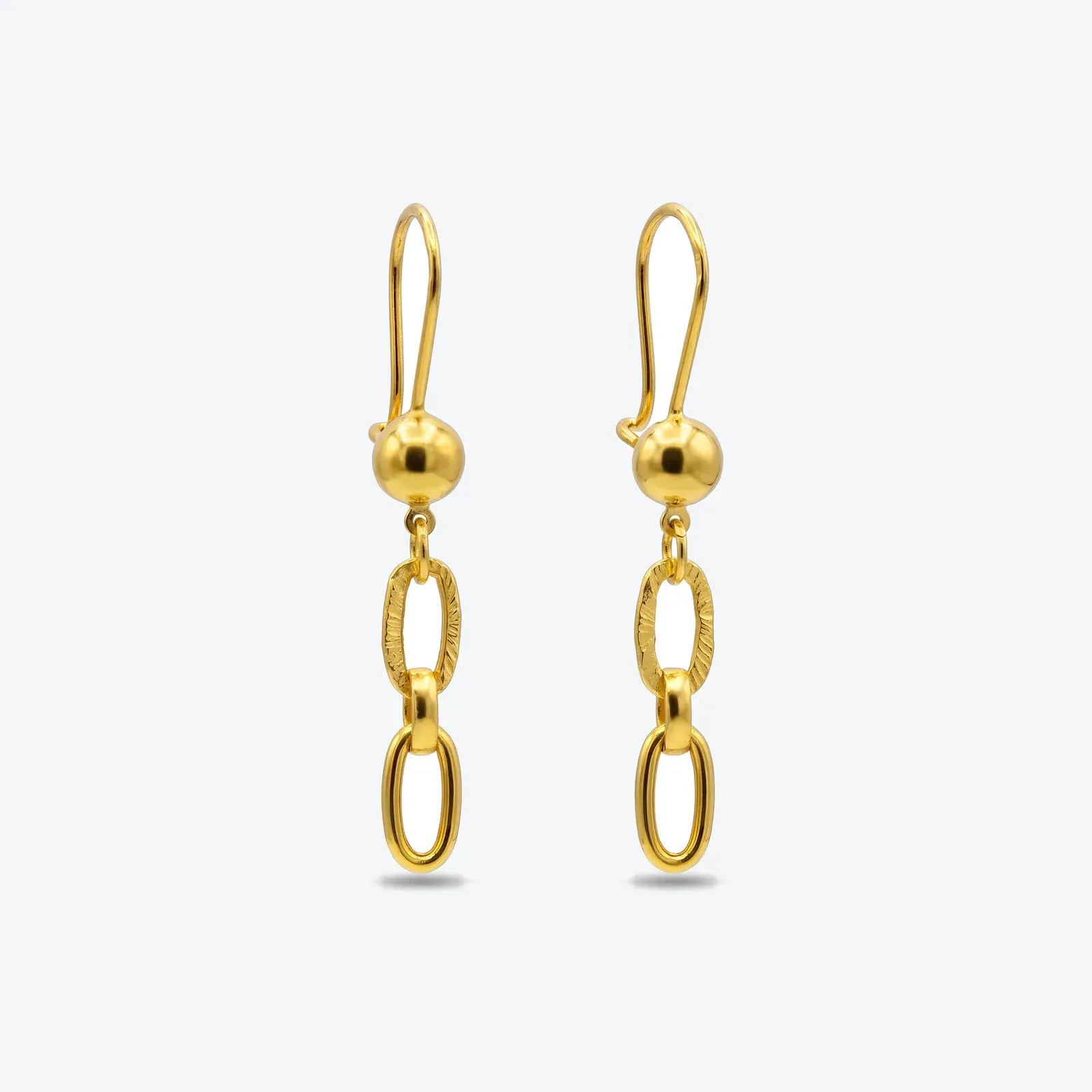 Textured and Polished Double Oval Drop Earrings