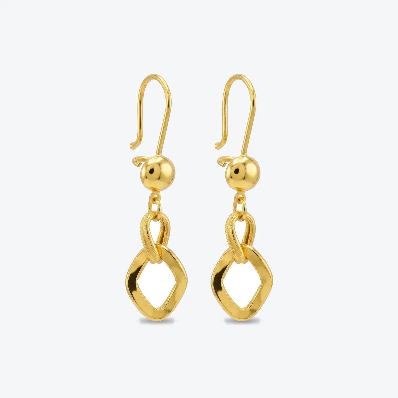 Textured Oval and Polished Rhombus Drop Earrings