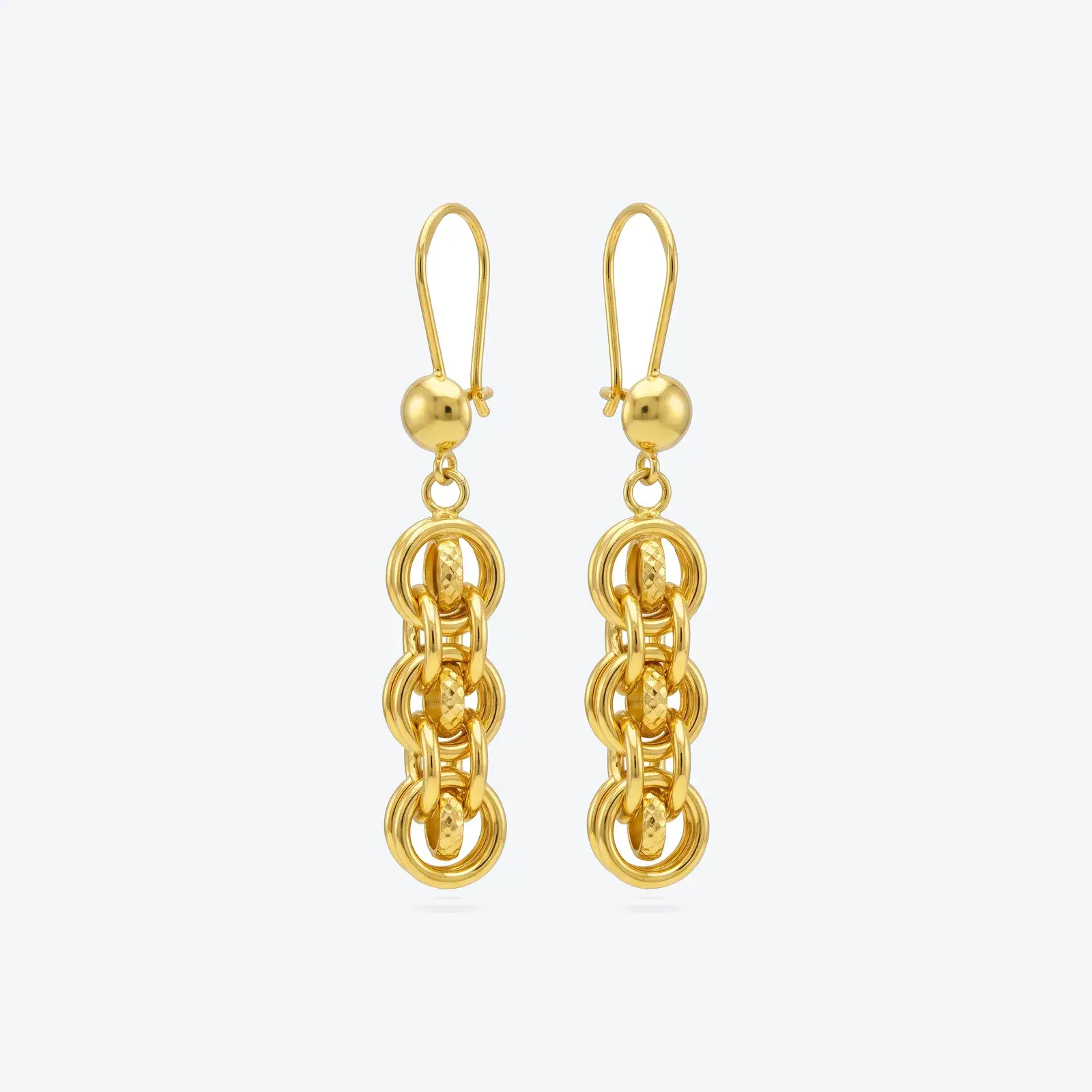 Three-Tier Chainmaille Column Drop Earrings