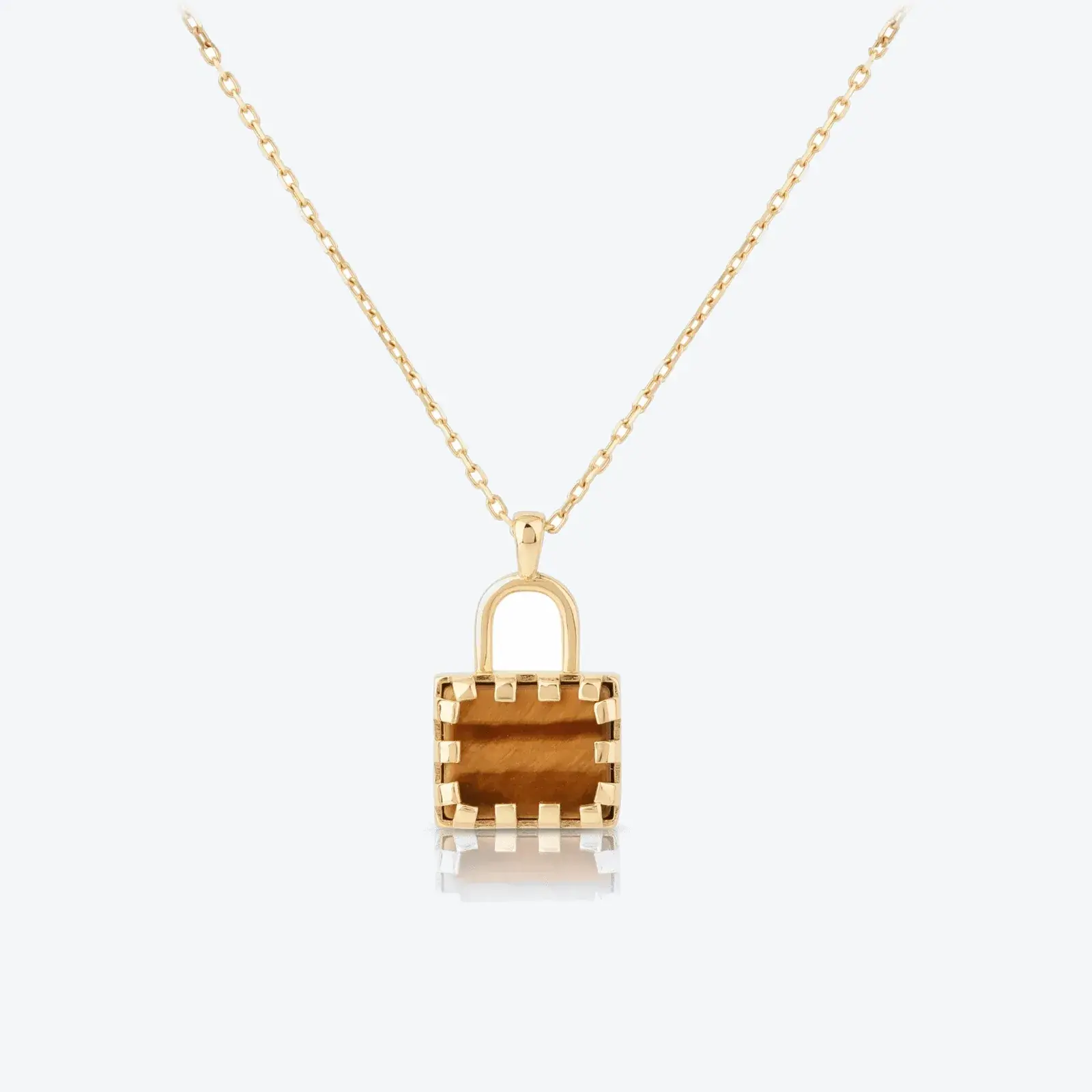 Tiger's Eye Padlock Pendant Necklace