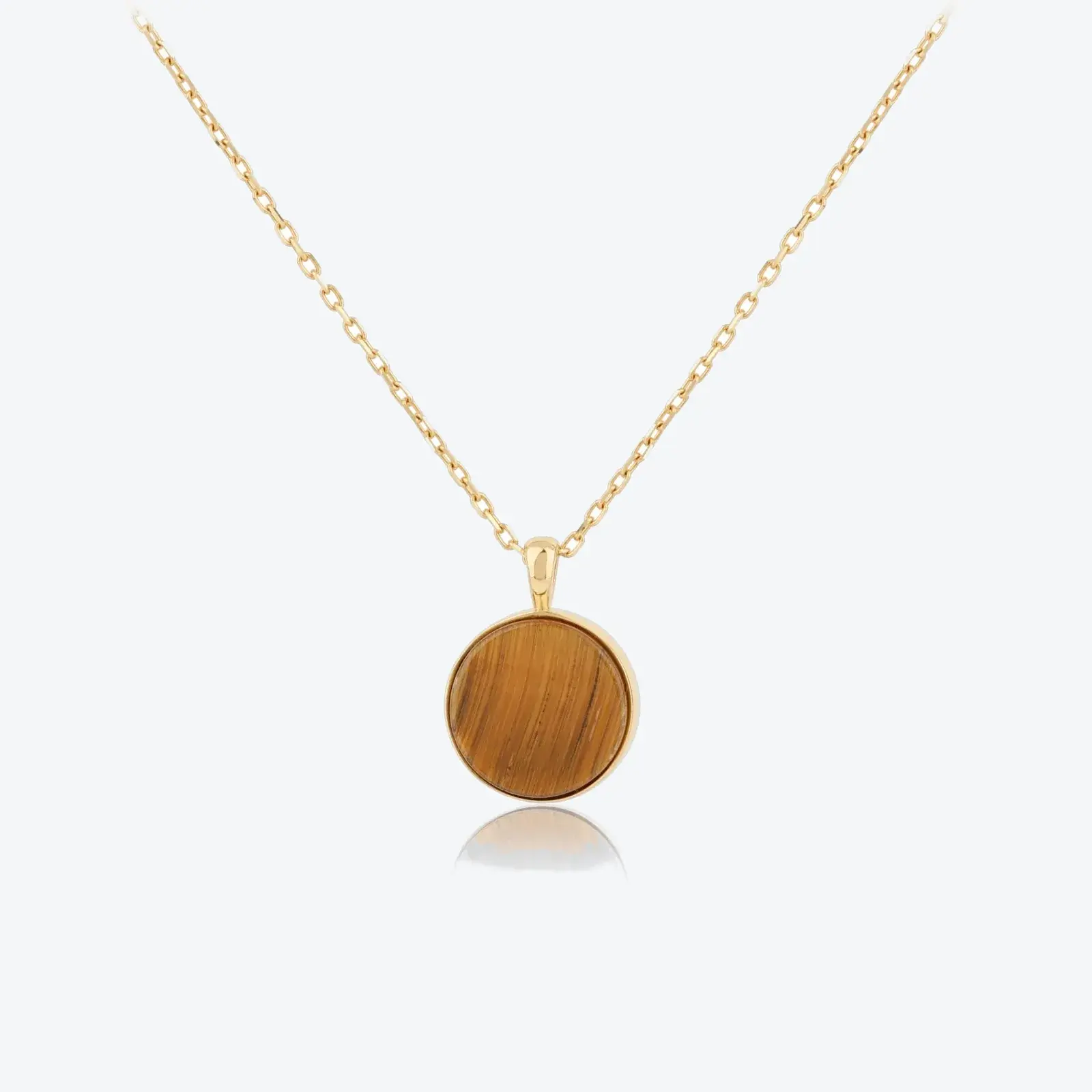 Round Tiger's Eye Pendant Necklace
