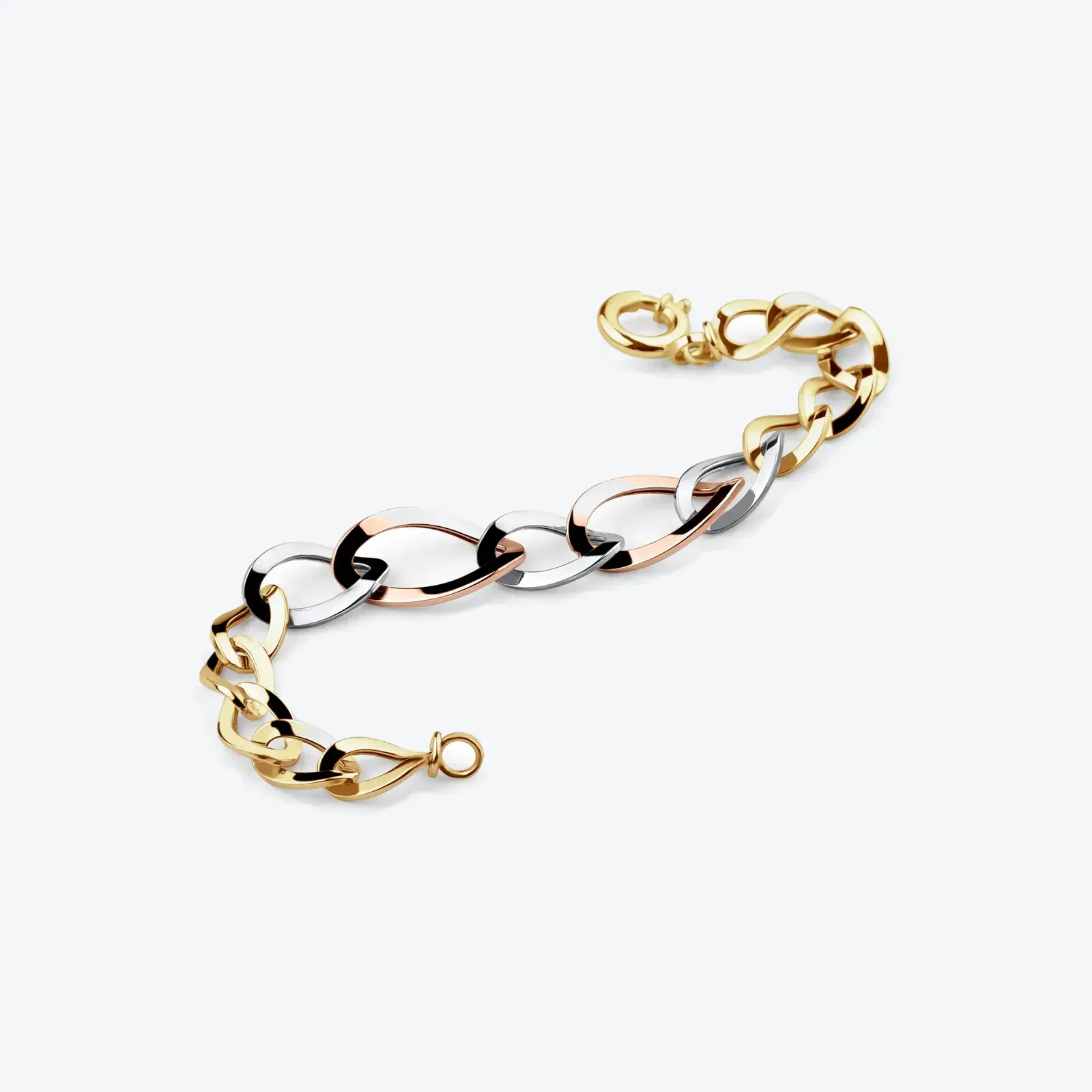 Tri-color Oval Link Bracelet