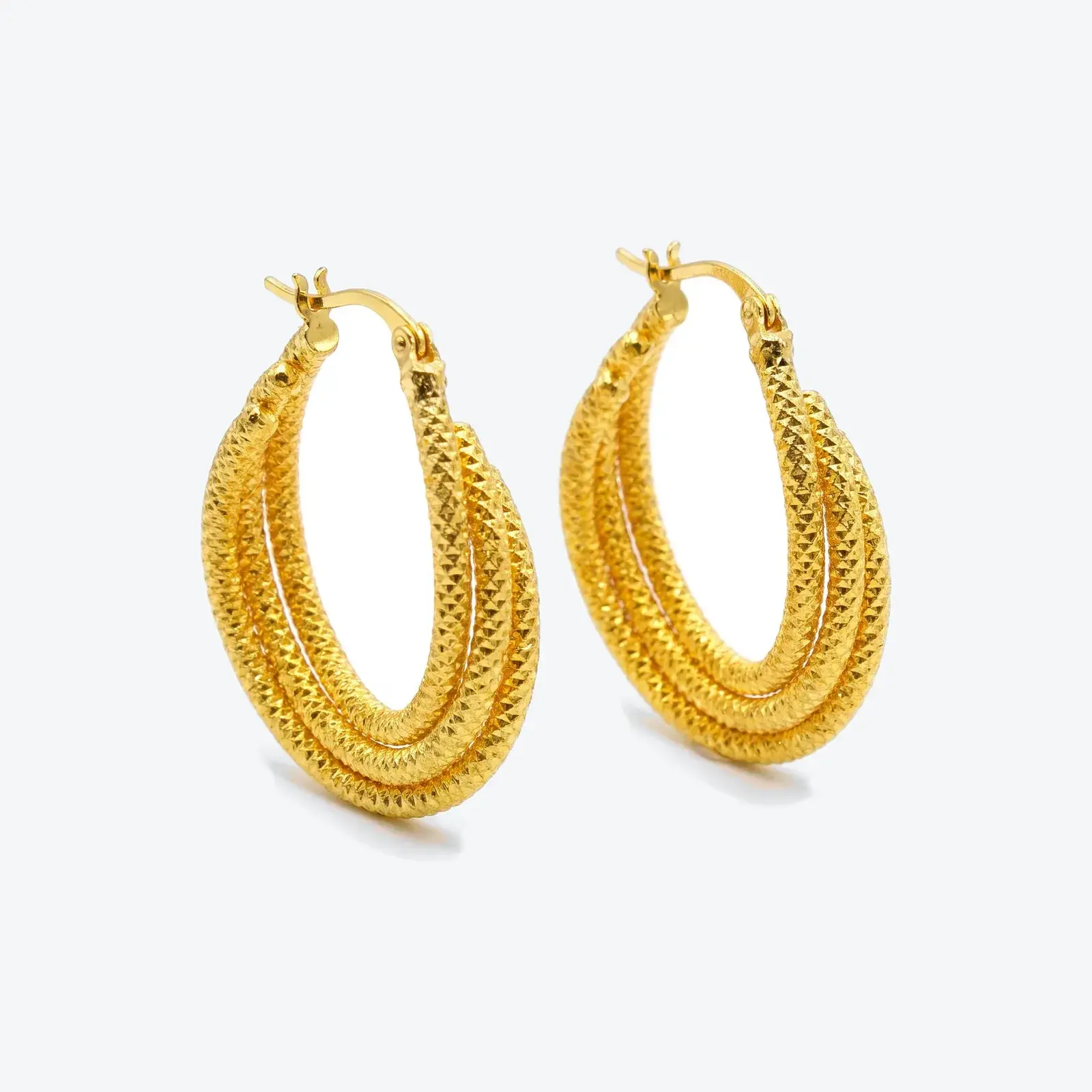 Triple Rope Hoop Earring