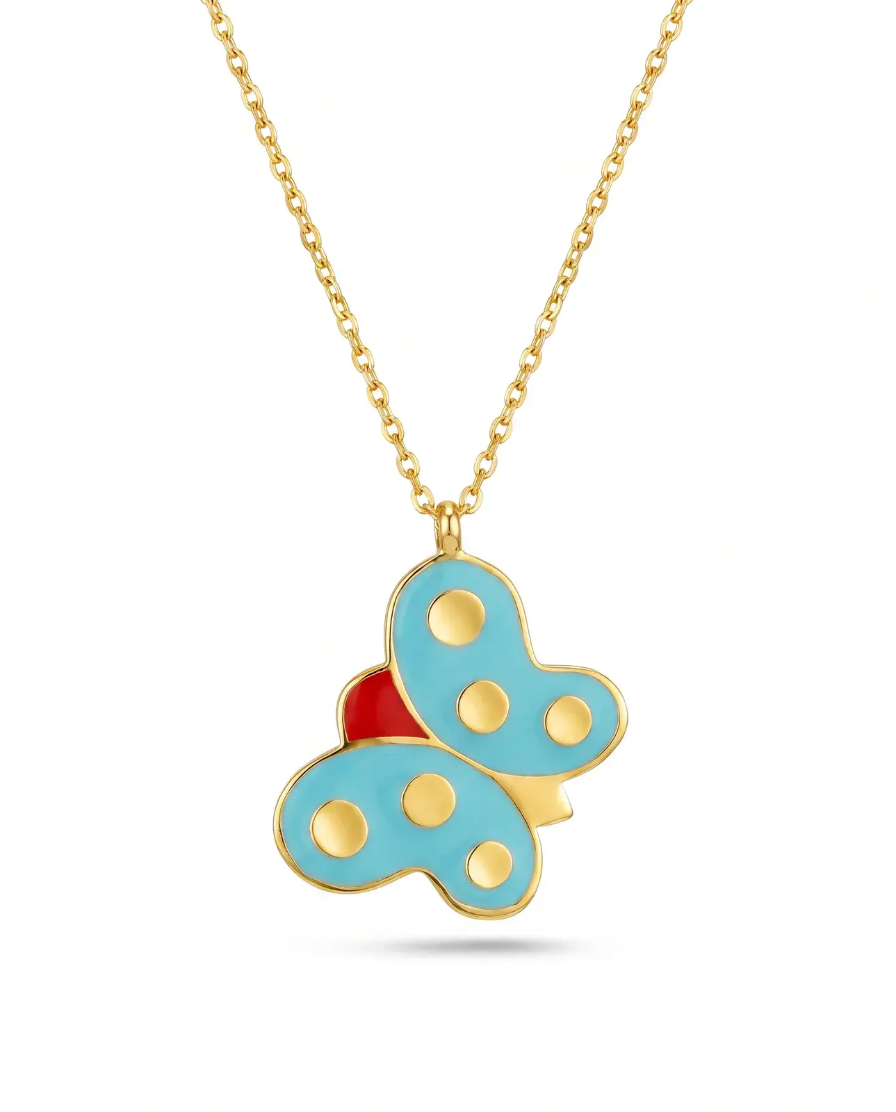 Turquoise Enamel Butterfly Necklace