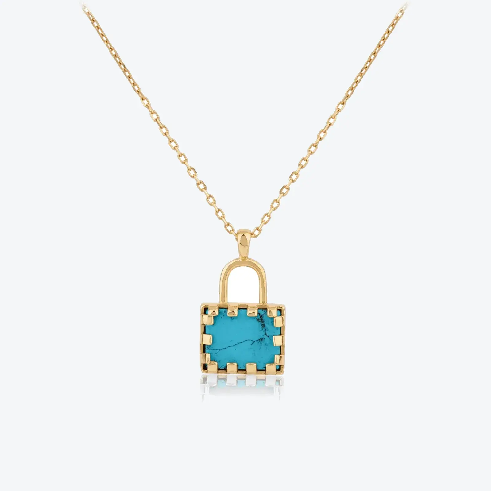 Turquoise Padlock Pendant Necklace