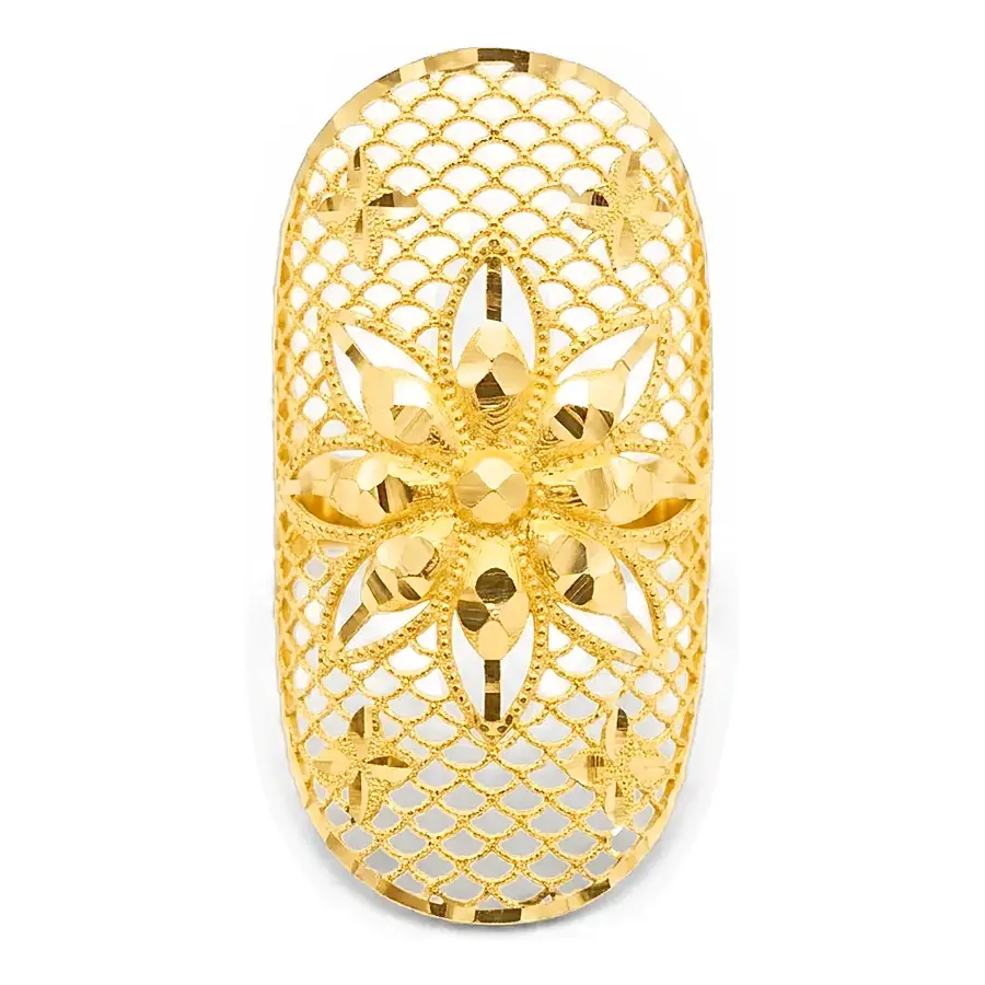 Crown Flower Ring in 21K yellow gold