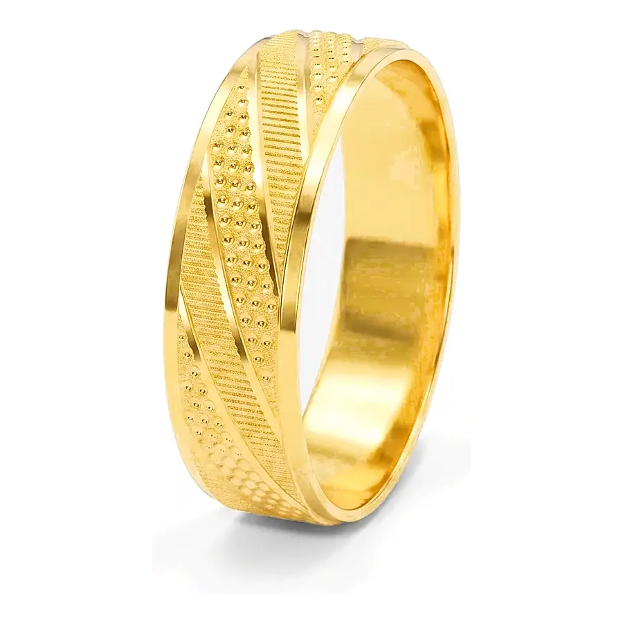 Sandblast Laser Wedding Ring in 21K yellow gold