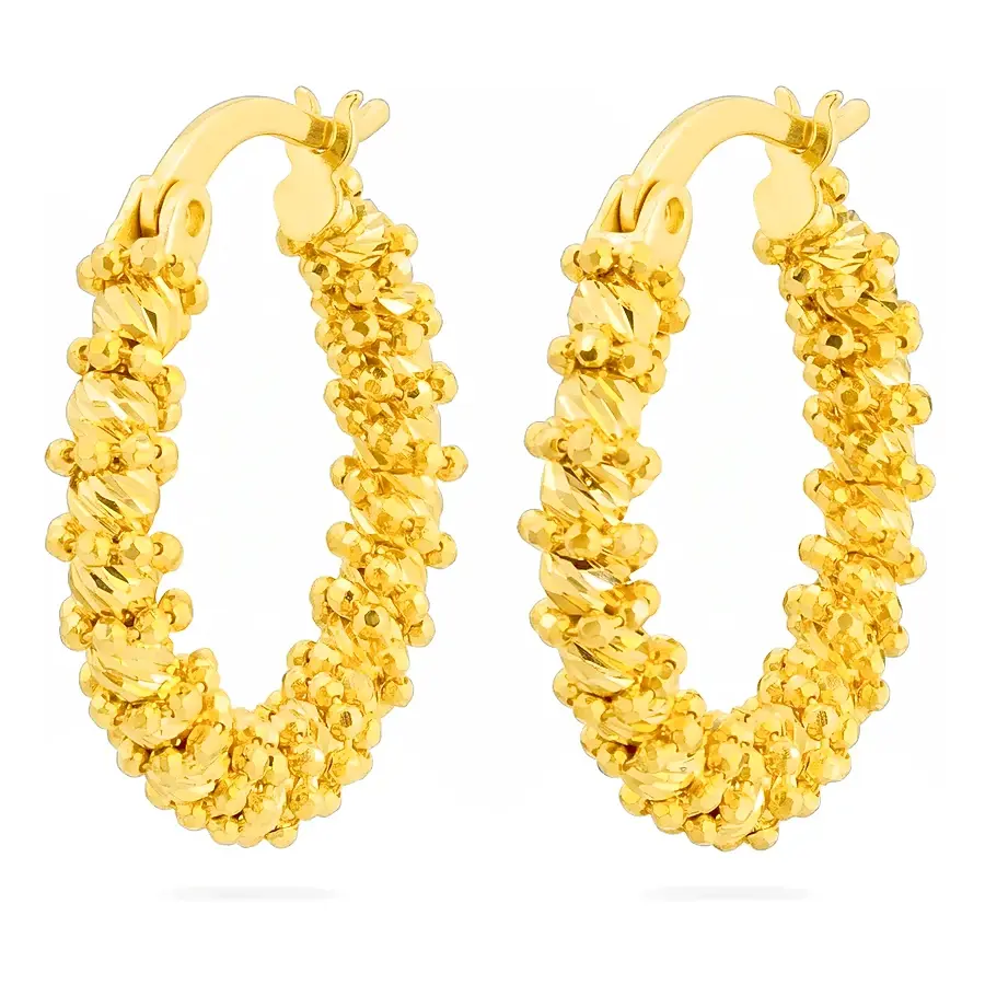 Sparkle Hoop Earring in 21K yellow gold