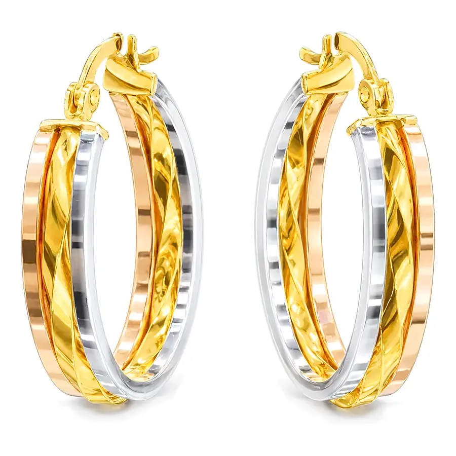 Triple Color Hoop Earring in 21K gold