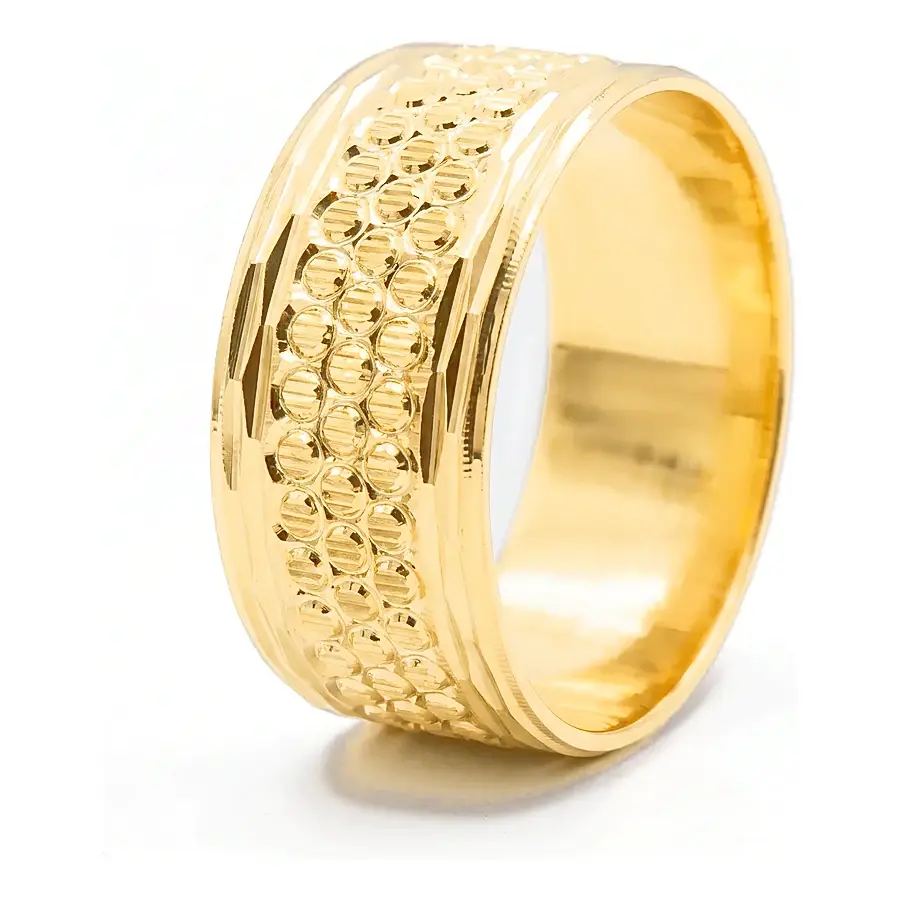 Pebble Texture Wedding Ring in 21K yellow gold