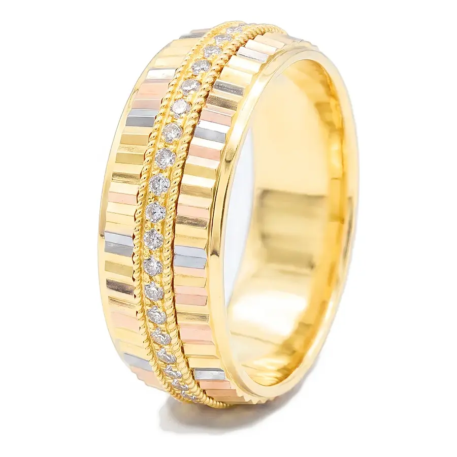 Crown Line with stone Wedding Ring in 21K gold