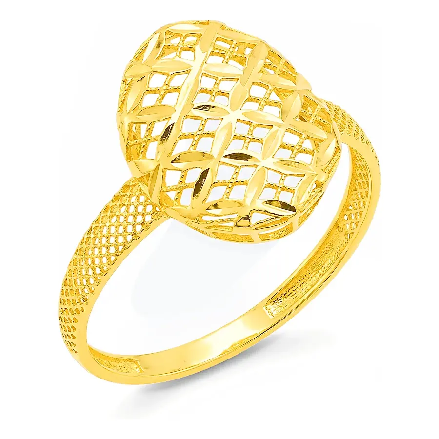 Lattice Oval Ring in 21K yellow gold