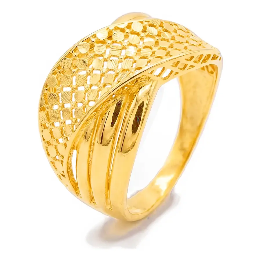 Lattice Crossover Ring in 21K yellow gold